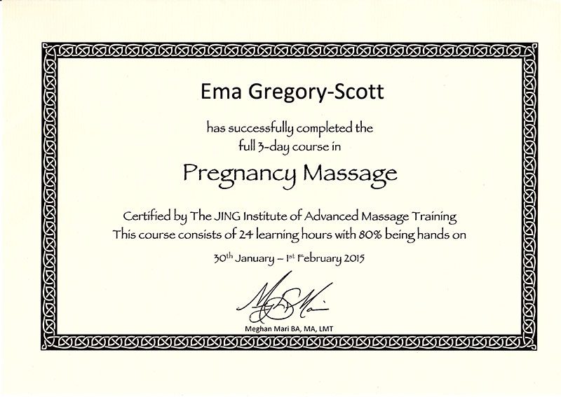 Jing Certificate in Pregnancy Massage