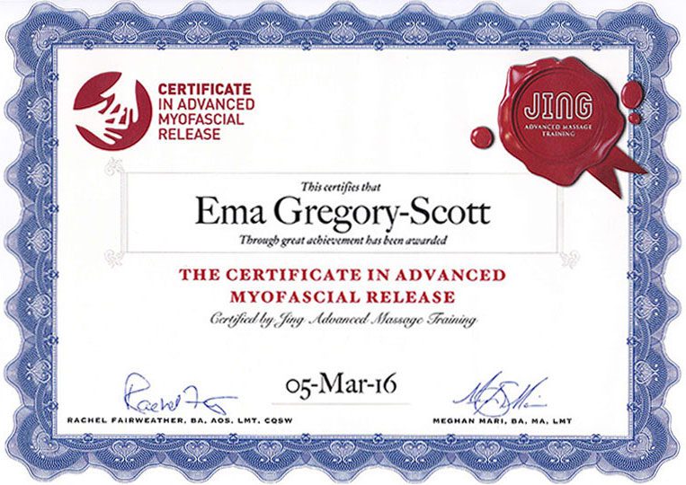 Jing Certificate in Advanced Myofascial Release